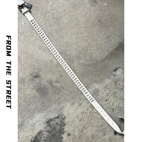 From THE STREET Street Light Asian Belt Retro Rivet Belt Head Leather Pants with Needle Buckle Male