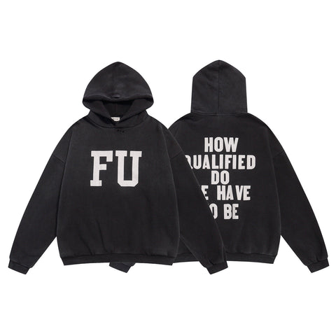 FEAR OF GOD FOG Main Line FU Logo Washed Fleece‑Lined Unisex Hoodie