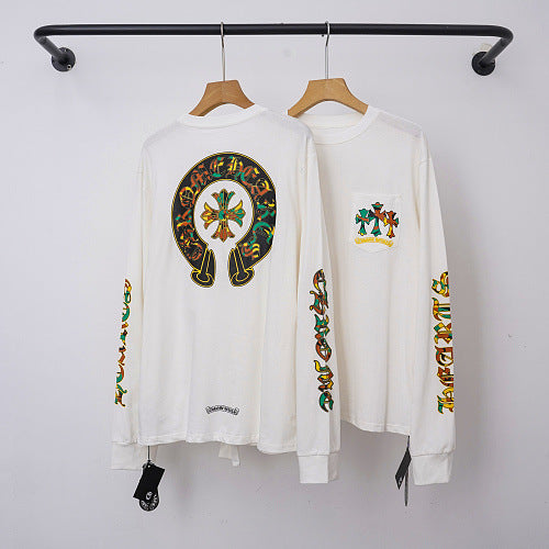Chrome Hearts Multi-Print Horseshoe & Cross Long Sleeve (White)