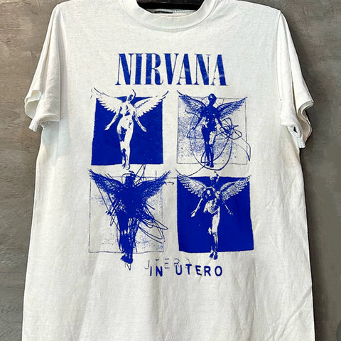 Nirvana Angel Band album cover short sleeved T-shirt post punk American heavyweight round neck trendy tee