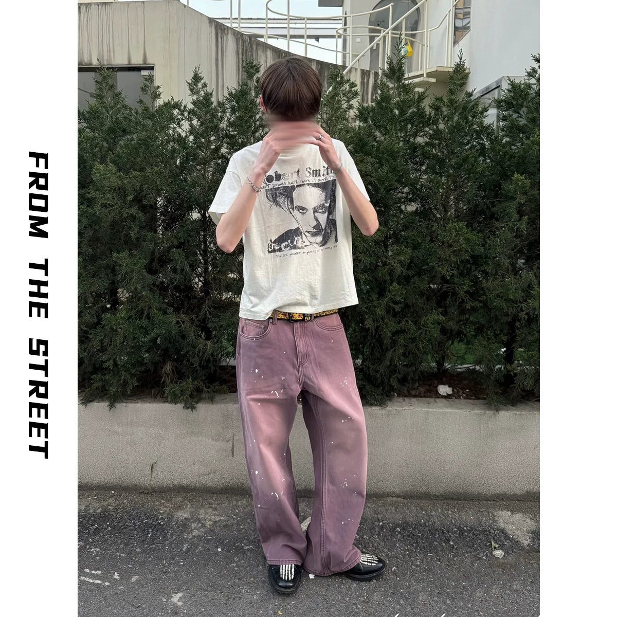 From THE STREET, a street violet washed vintage loose ink denim casual pants for men and women