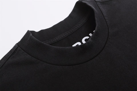 FEAR OF GOD FOG Letter Print Retro Black Crew Neck Short Sleeve Tee