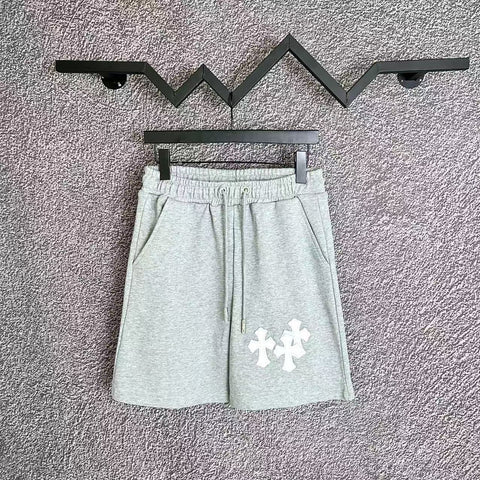 Chrome Hearts Light Gray & White Cross Patch Sweatshorts