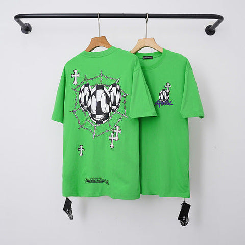 Chrome Hearts Barbed Wire & Geometric Ball Graphic Short Sleeve T-Shirt (Green)