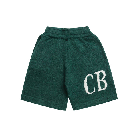 Cole Buxton Dark Green Side Italic CB Logo Shorts