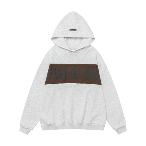 FEAR OF GOD FOG ESSENTIALS Patchwork Patch Men’s High‑Street Retro Hoodie