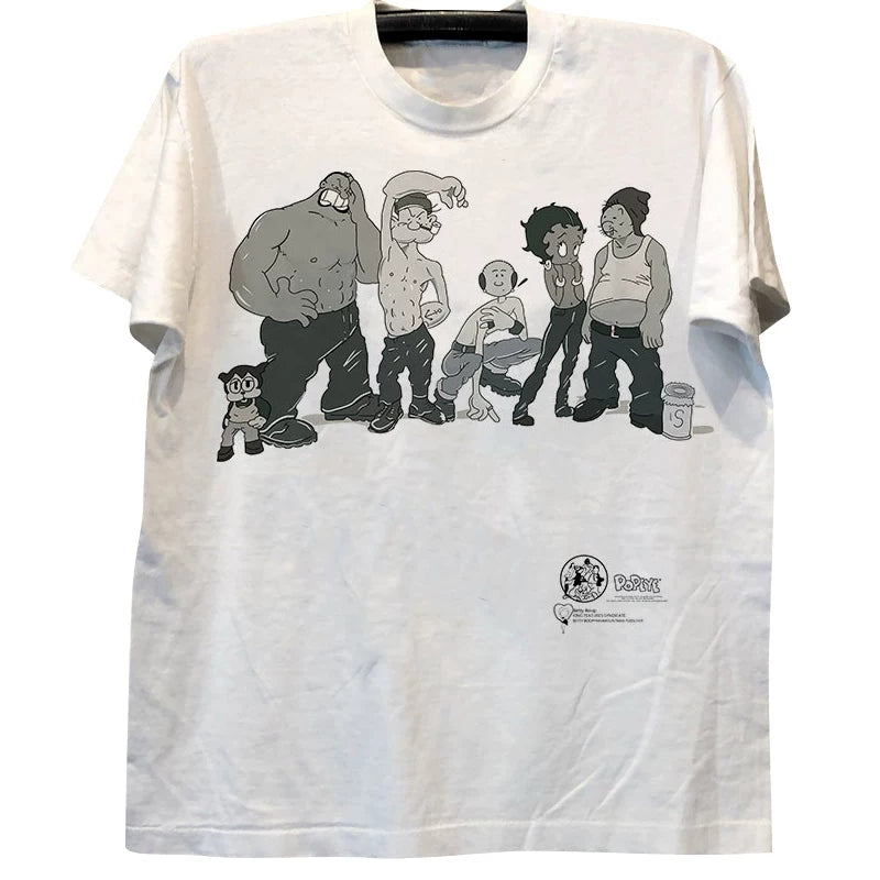American fashion brand FOG street lazy style cartoon cartoon falling shoulder short sleeve men and women oversize casual versatile T-shirt