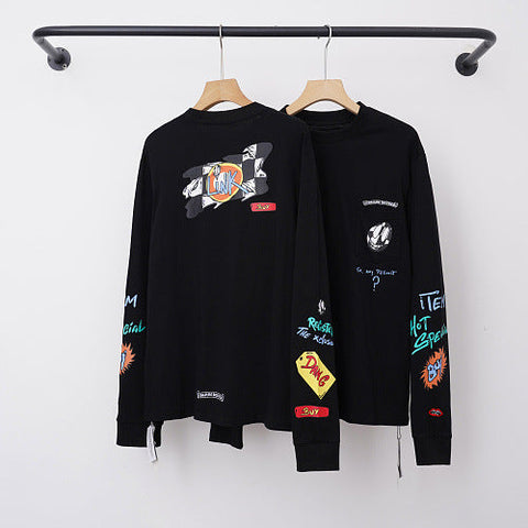 Chrome Hearts Graffiti Sticker Patch Multi-Graphic Long Sleeve (Black)