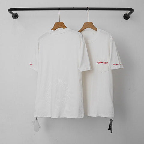 Chrome Hearts Red-Accented Sleeve & Horseshoe Short Sleeve T-Shirt (White)