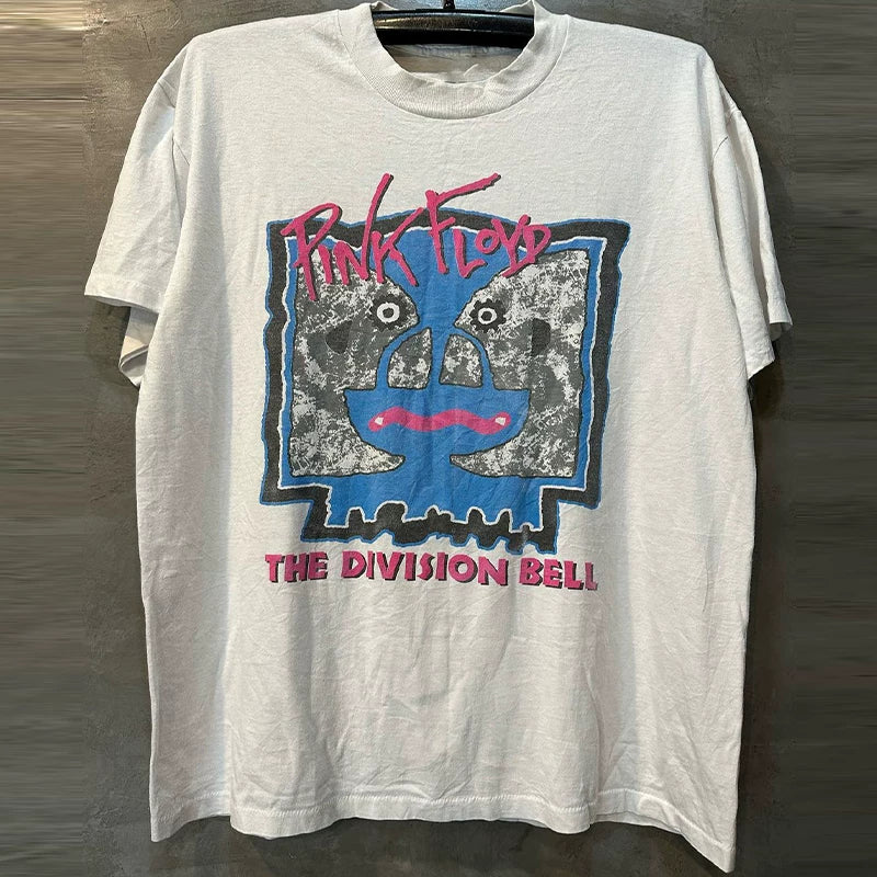 Pink Floyd White Ghost Chic Hip Hop Short Sleeve American Retro Street Explosion T-shirt Male