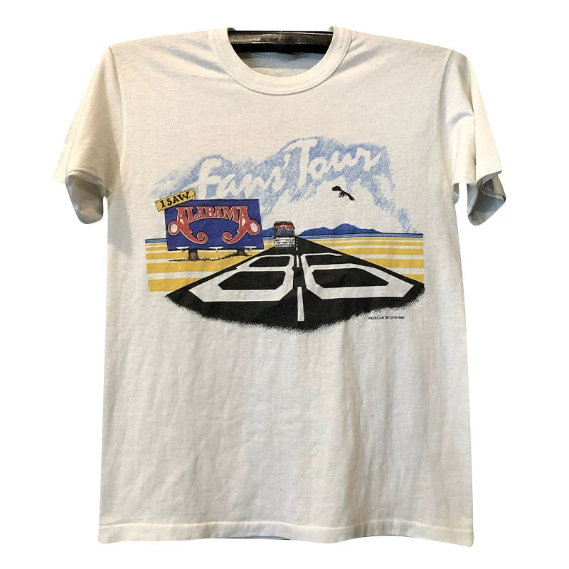 Oldschool high street lazy style niche design sense men's and women's short sleeved American retro pure cotton round neck loose T-shirt
