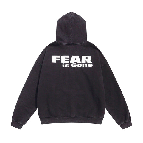 FEAR OF GOD FOG Main Line Letter Print Washed Ripped Fleece‑Lined Loose Hoodie