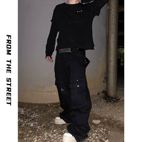 From THE STREET, Street Fit, Cool, Sunscreen, Henley Neck, Fake Two piece Long Sleeve T-shirt for Men