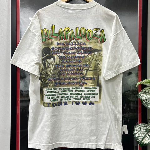 Lollapalooza音乐节潮牌印花短袖T恤y2k美式小领口纯棉圆领体恤衫