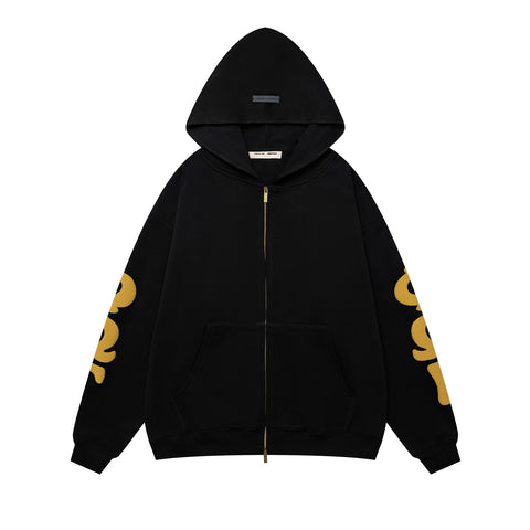 Fear of God FOG ESSENTIALS Foam Print Kirin Sleeve Zip‑Up Hoodie