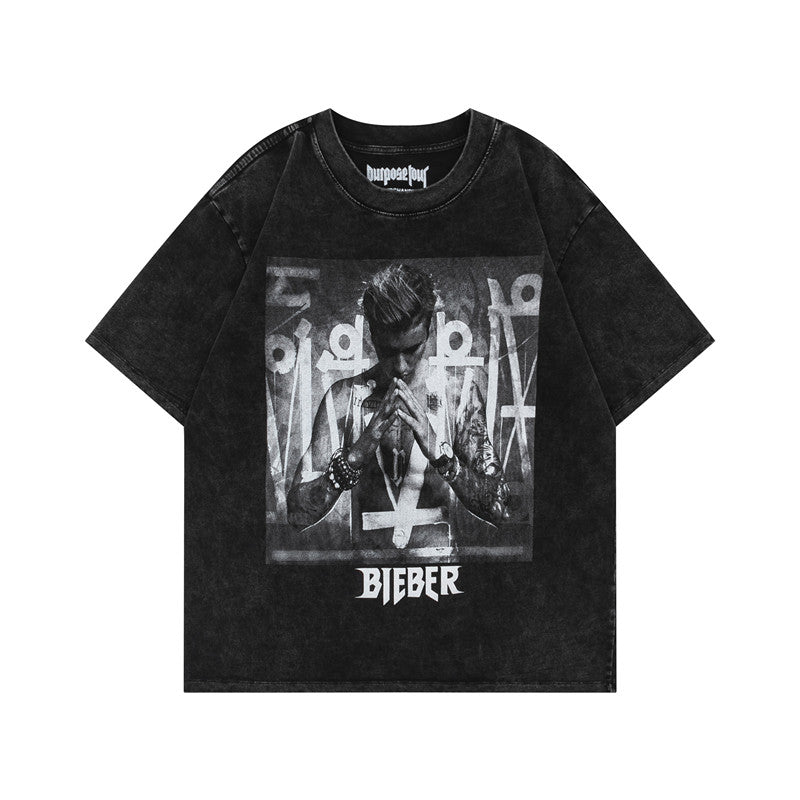 FEAR OF GOD ESSENTIALS Justin Bieber Purpose Tour Vintage Wash Graphic T‑Shirt