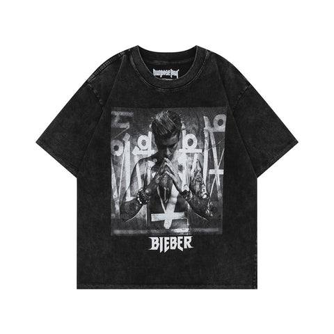 FEAR OF GOD ESSENTIALS Justin Bieber Purpose Tour Vintage Wash Graphic T‑Shirt