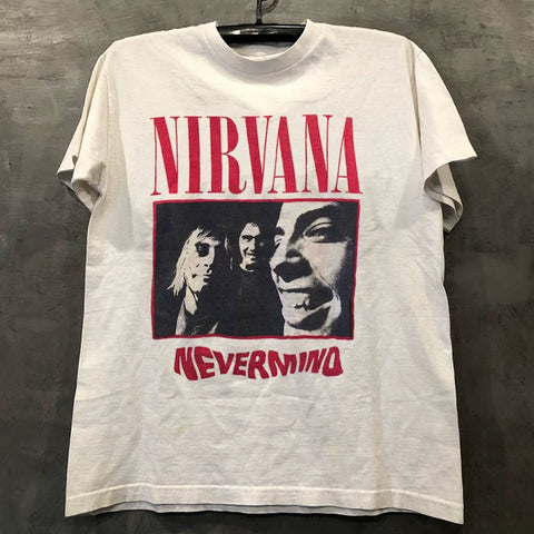 Nirvana Band Kurt Cobain Vintage American Retro Rock Short sleeved Men's and Women's T-shirts Cotton