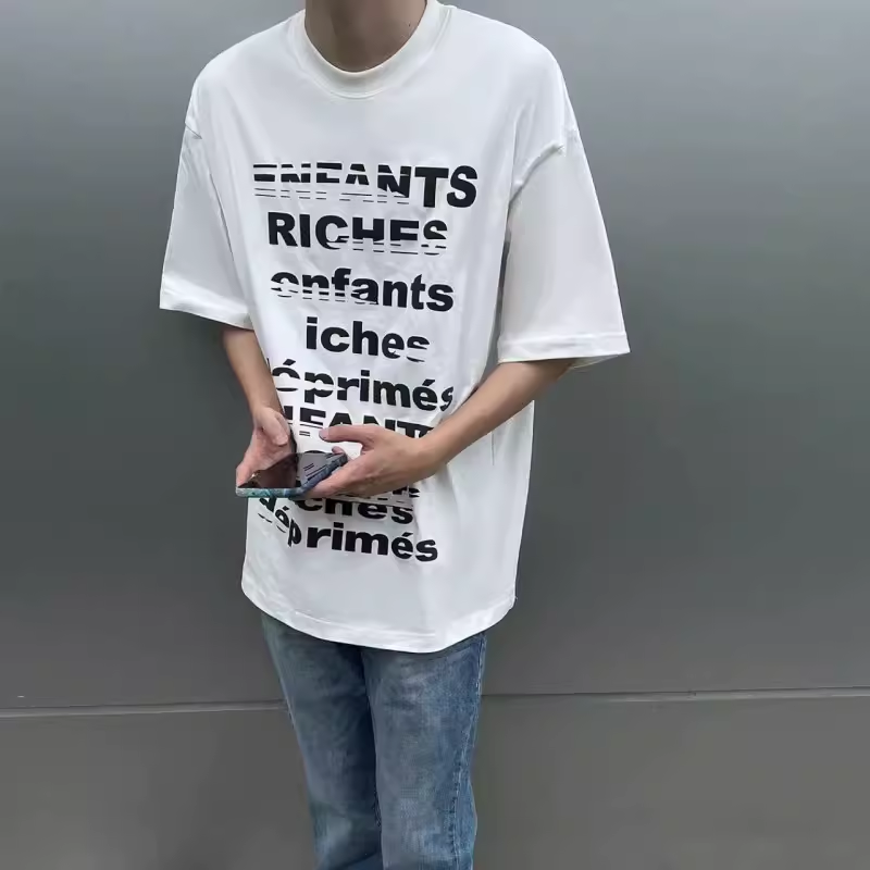 TSAOOJ \"Don't find me to borrow money\" American high street slogan short -sleeved Cleanfit heavy cotton half -sleeved T -shirt
