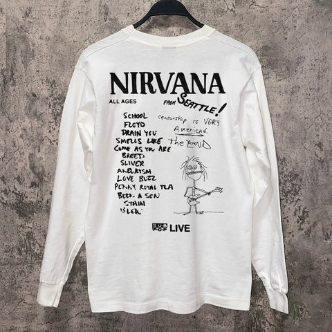 Nirvana Band Short Sleeve T-shirt Vintage College Style American Graffiti Design High Street Half Sleeve Trendy