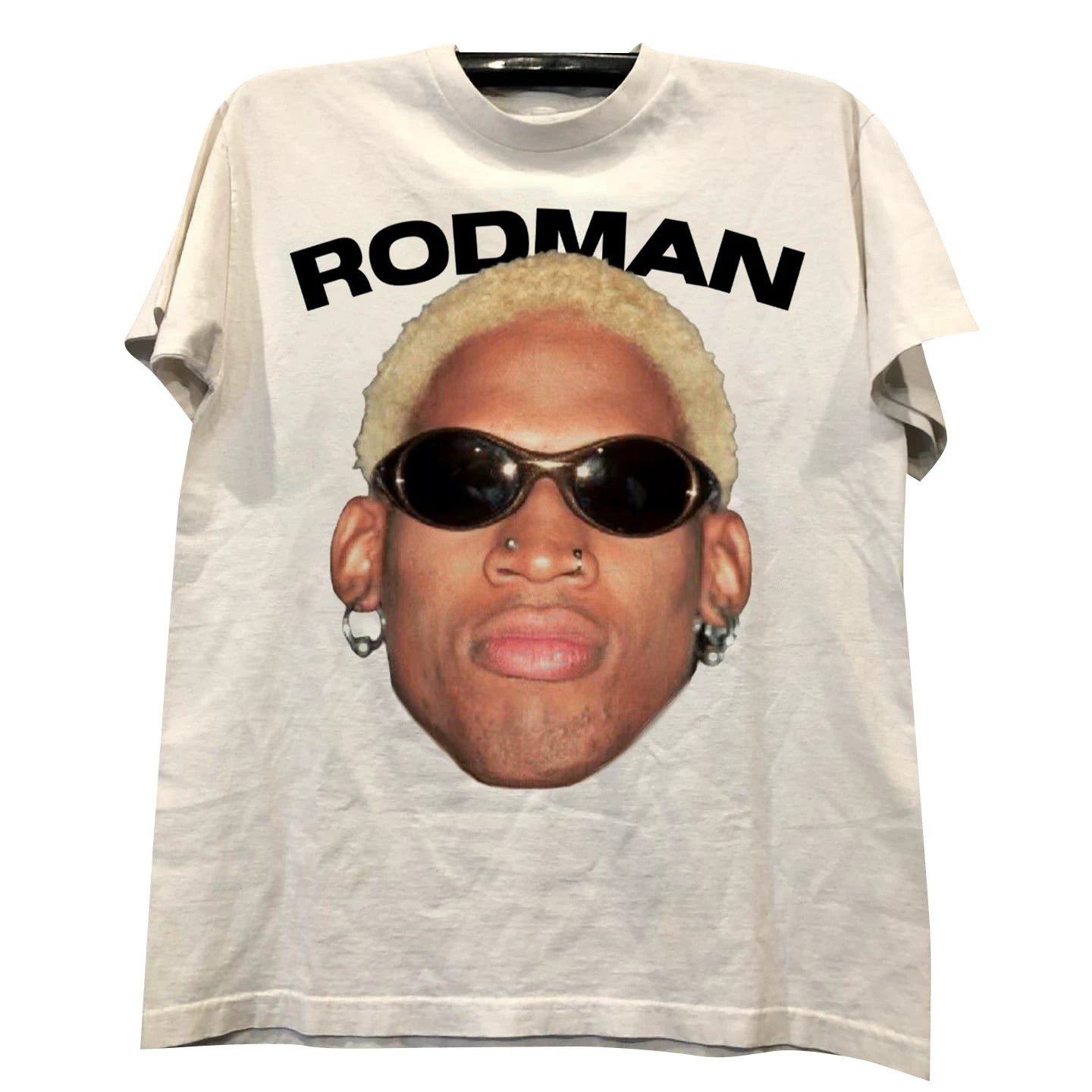 Rodman Fashion High Street Retro European and American Hiphop Small Collar Short sleeved Men's and Women's CEC Trendy Rascal Handsome Tee Shirt