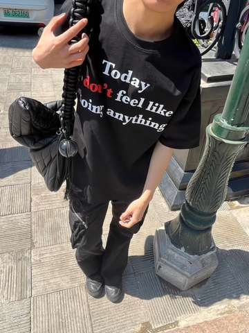 TSAOOJ \"Don't find me to borrow money\" American high street slogan short -sleeved Cleanfit heavy cotton half -sleeved T -shirt