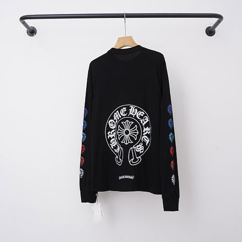 Chrome Hearts Multi-Color Sleeve Horseshoe & Cross Long Sleeve (Black)