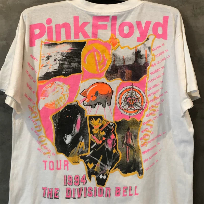 Pink Floyd Pink Floyd Amikage Rock Short Sleeve Vintage Trendy Brand Men's and Women's T-shirts