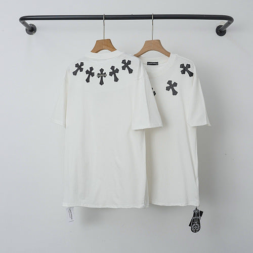 Chrome Hearts Collar Cross Print Short Sleeve T-Shirt (White)