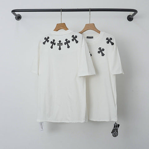 Chrome Hearts Collar Cross Print Short Sleeve T-Shirt (White)