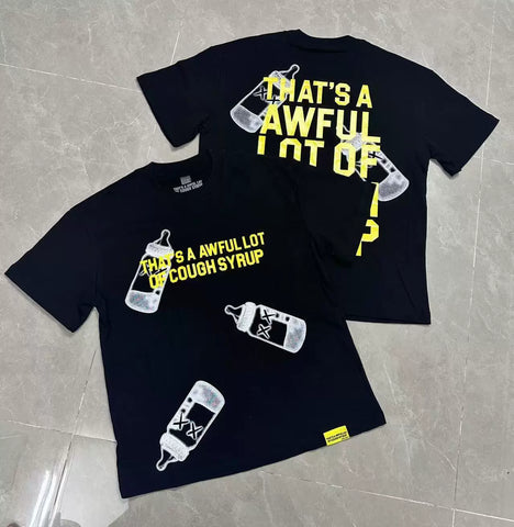 That's A Awful Lot Of Cough Syrup Baby Bottle Graphic T-Shirt - Black