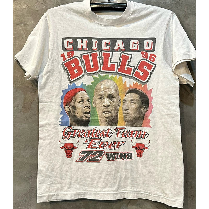 Rodman vintage vintage Kobe portrait print short sleeved American high street sports pure cotton loose trendy T-shirt
