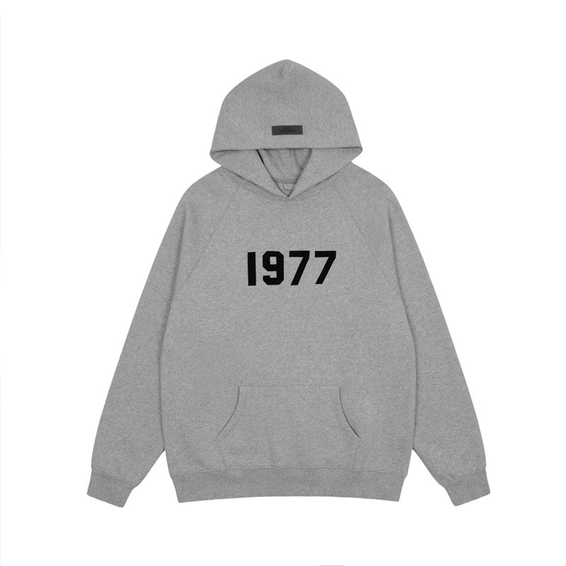 FEAR OF GOD FOG ESSENTIALS Flocked 1977 Loose High‑Street Hoodi