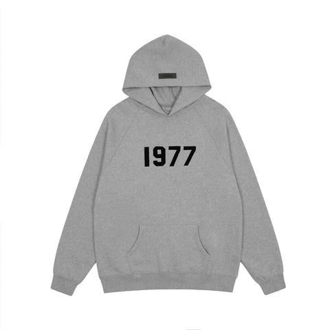 FEAR OF GOD FOG ESSENTIALS Flocked 1977 Loose High‑Street Hoodi