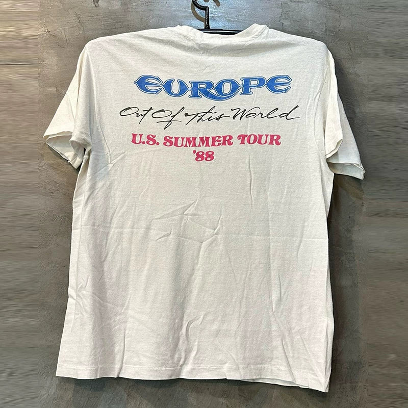 Europe Deep Purple Band Swedish Hardcore Metal Rock Oversized High End Short Sleeve Men's and Women's Retro T-shirt