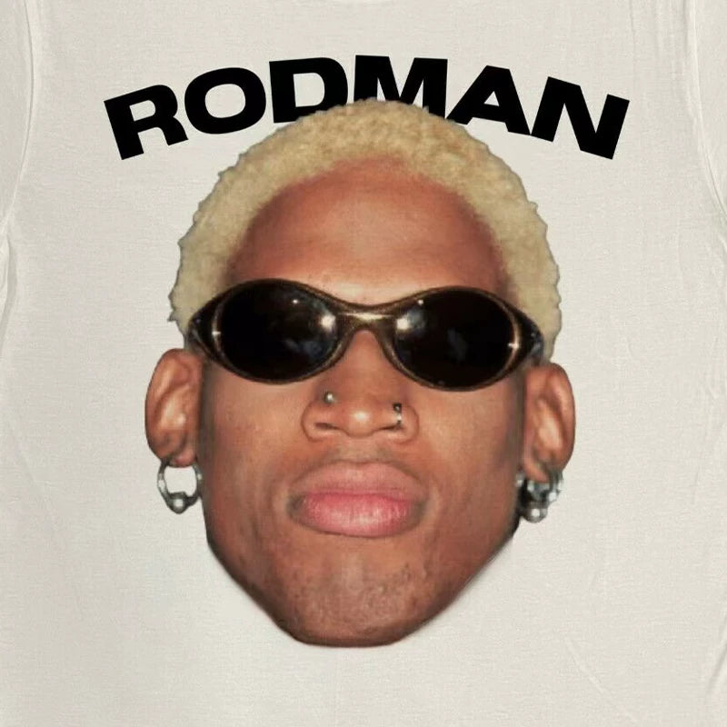 Rodman Fashion High Street Retro European and American Hiphop Small Collar Short sleeved Men's and Women's CEC Trendy Rascal Handsome Tee Shirt