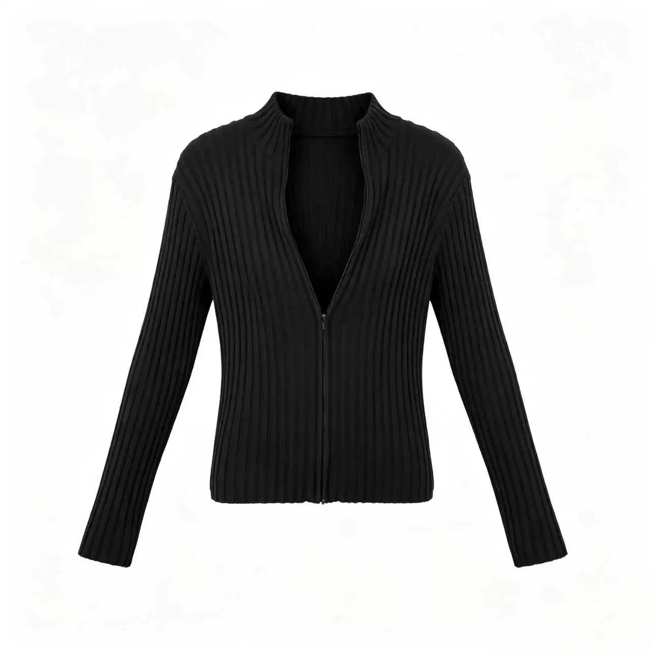 From THE STREET, a high elasticity slim knit base sweater with a pit stripe stand up collar sweater jacket for men from the street