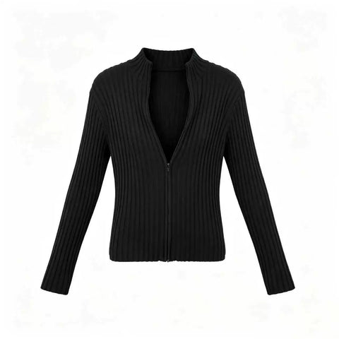 From THE STREET, a high elasticity slim knit base sweater with a pit stripe stand up collar sweater jacket for men from the street