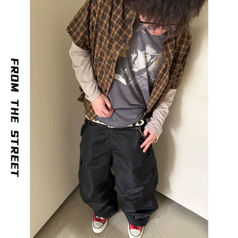 From THE STREET, a street style American plaid fake two-piece shirt, men's loose top