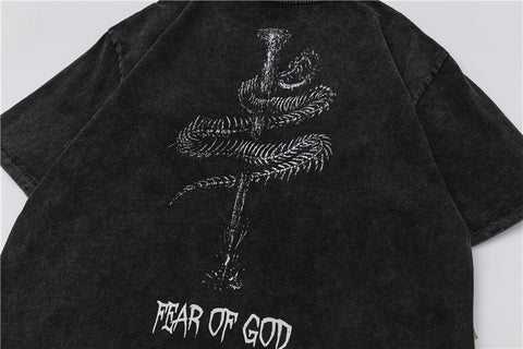FEAR OF GOD ESSENTIALS Gothic Dragon Figure Vintage Wash T‑Shirt