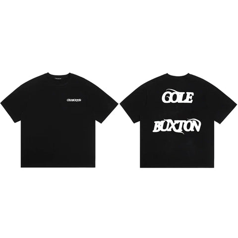 Cole Buxton Black Deconstructed Split Block Logo T-Shirt