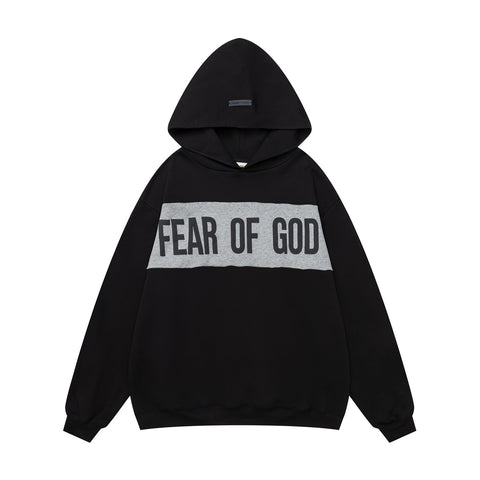 FEAR OF GOD FOG ESSENTIALS Patchwork Patch Men’s High‑Street Retro Hoodie