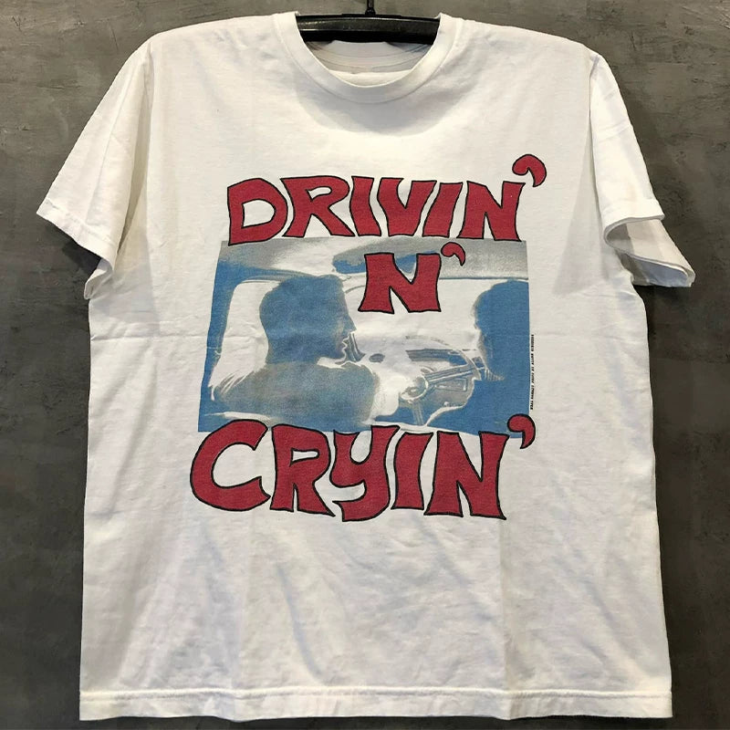 Drivin 'N' Cryin 'rock minimalist retro oldschool hip-hop high-end men's and women's short sleeved T-shirt