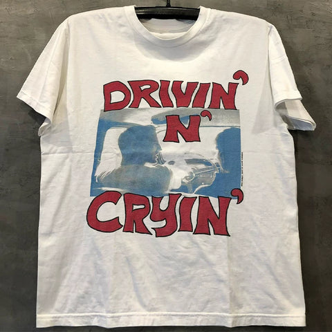 Drivin 'N' Cryin 'rock minimalist retro oldschool hip-hop high-end men's and women's short sleeved T-shirt