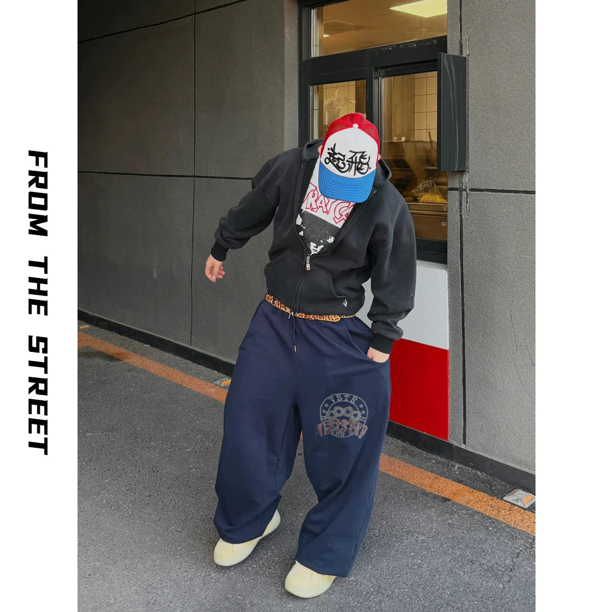 From THE STREET, a street style retro brushed, washed, vintage silhouette sweatpants for men and women