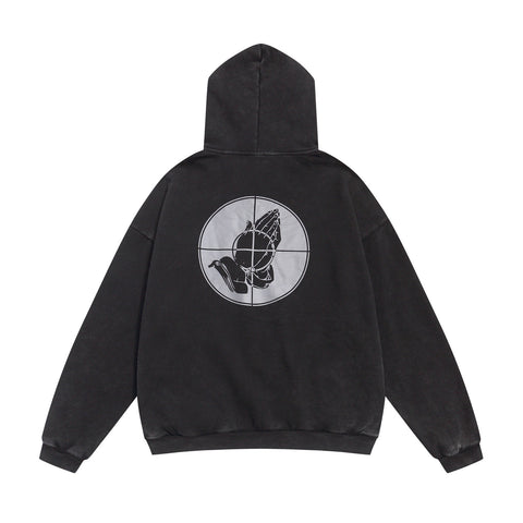 FEAR OF GOD FOG Co‑Branded Prayer Print Washed Fleece‑Lined Men’s Hoodie