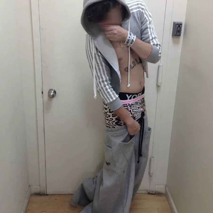 From the street lazy loose casual pants loose strap sweatpants soft waxy niche trousers drape straight wide-leg pants