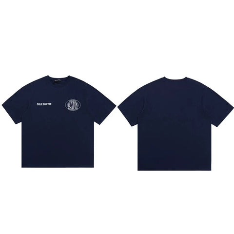 Cole Buxton Navy Circular Badge Minimalist Logo T-Shirt