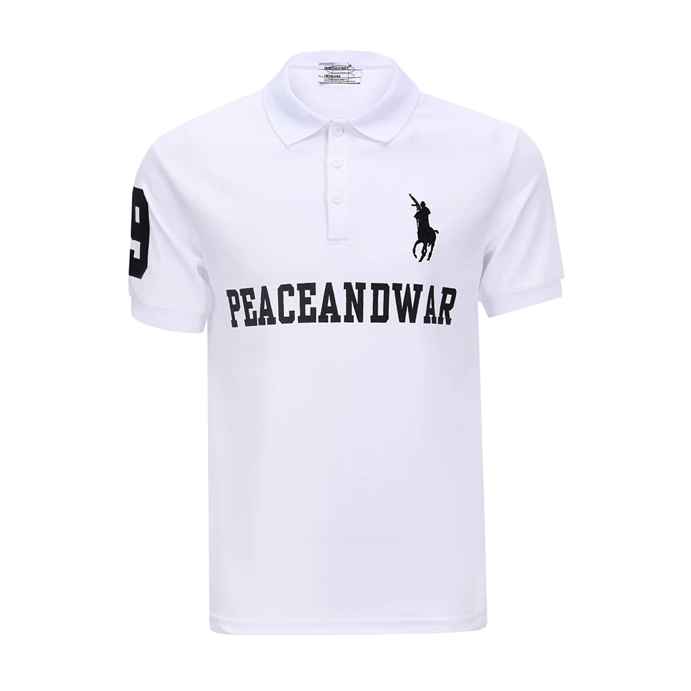 From THE STREET: Street Embroidered Collar Mock Ralph Short Loose Polo Shirt Short Sleeve T-shirt