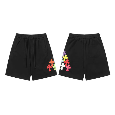 Chrome Hearts Black & Multi-Color Cross Patch Sweatshorts